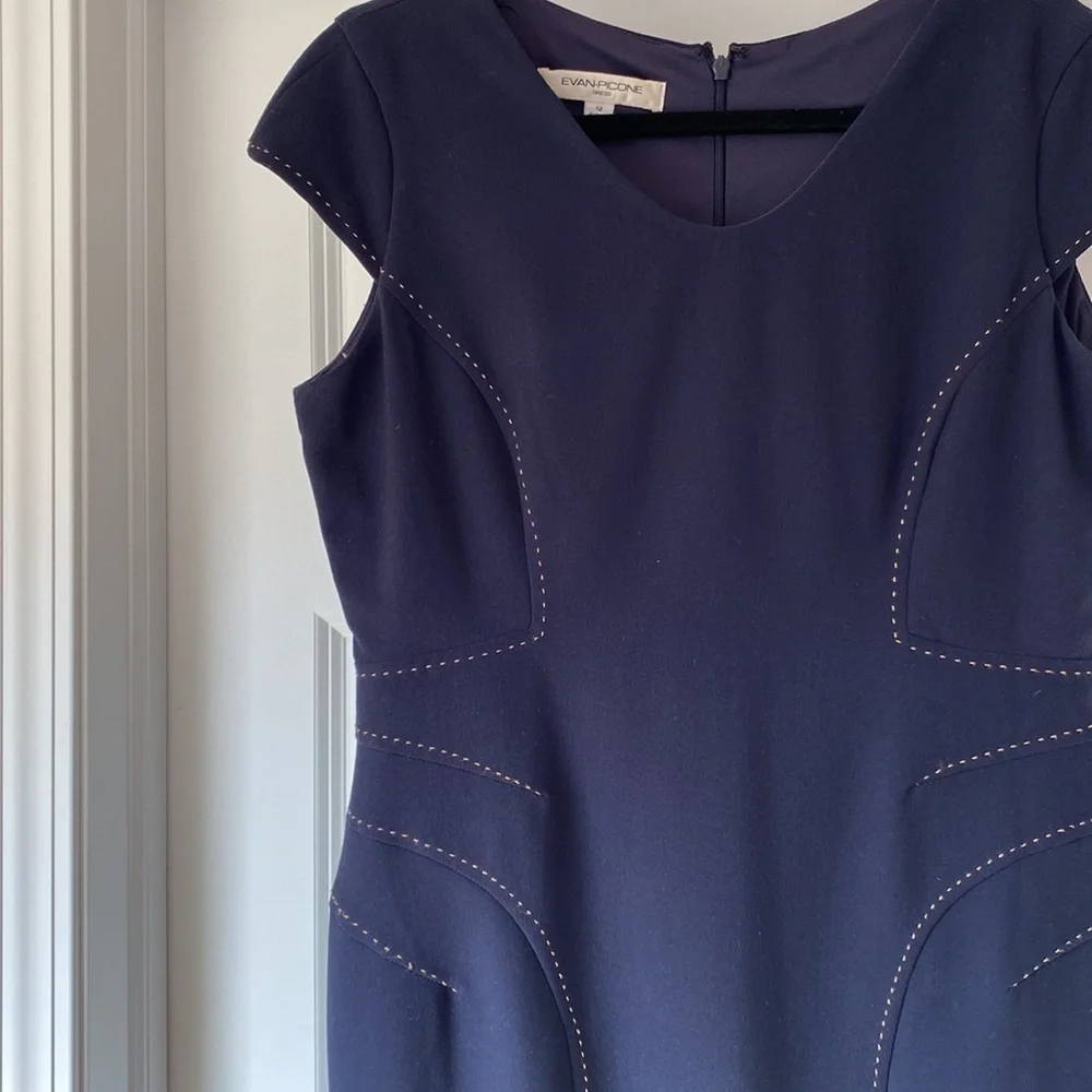 Evan Picone, Cap Sleeve Sheath Dress - Size 12 - Navy Blue‎ - NWOT